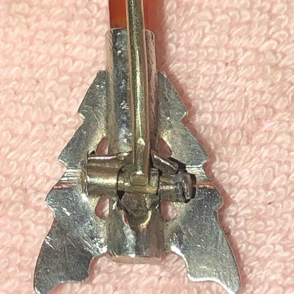 Antique Victorian Scottish Banded Agate Arrow Brooch Chased Sterling Silver 1880